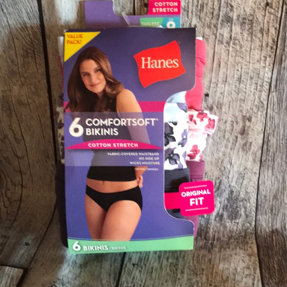 Hanes ~ 6-Pair Women's Bikinis Underwear Panties Cotton Stretch